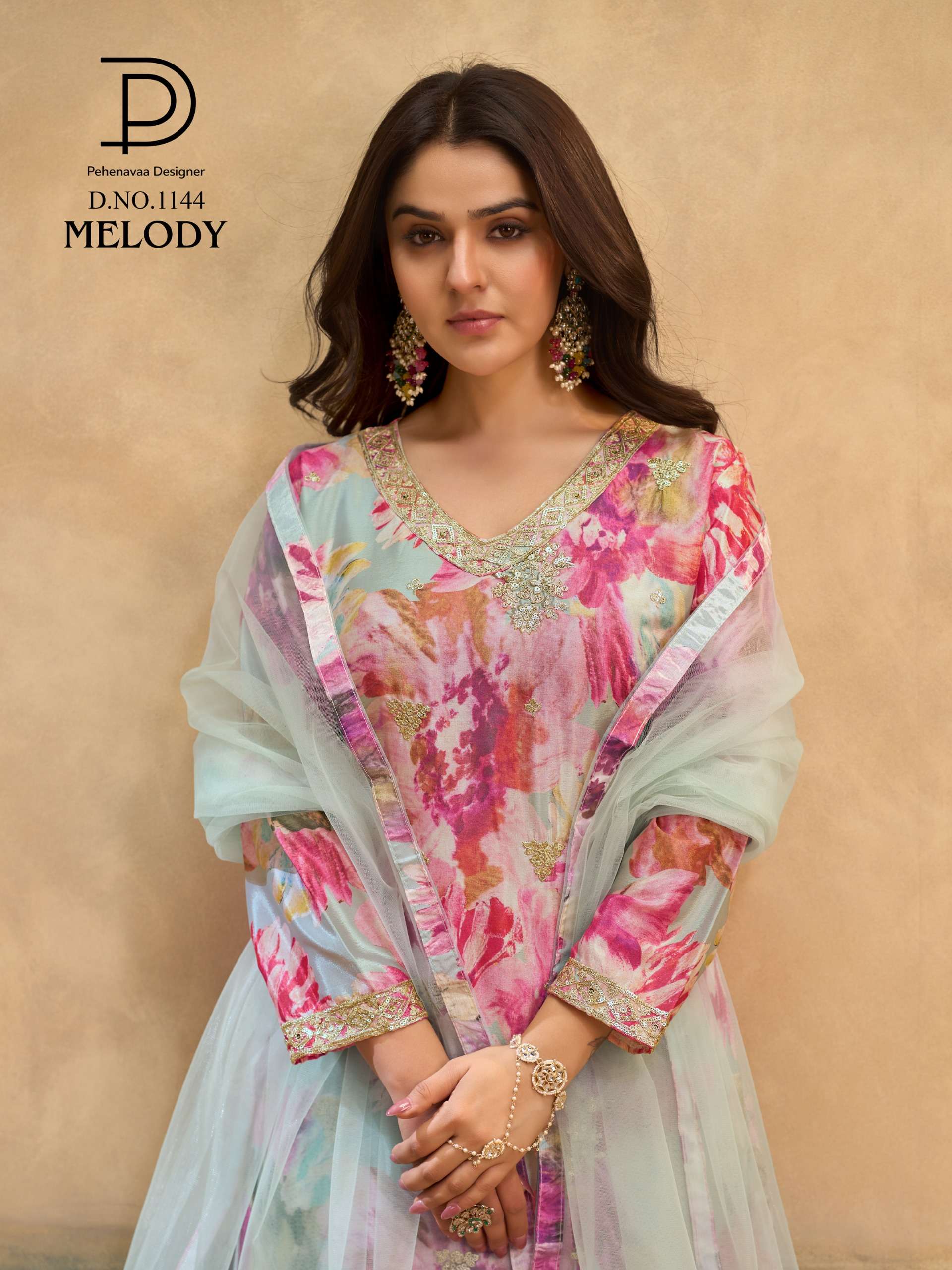 MELODY 1143 TO 1146 CHINON EMBROIDERY WORK PALAZZO TYPE SUIT THIS FESTIVAL TREND ONLINE